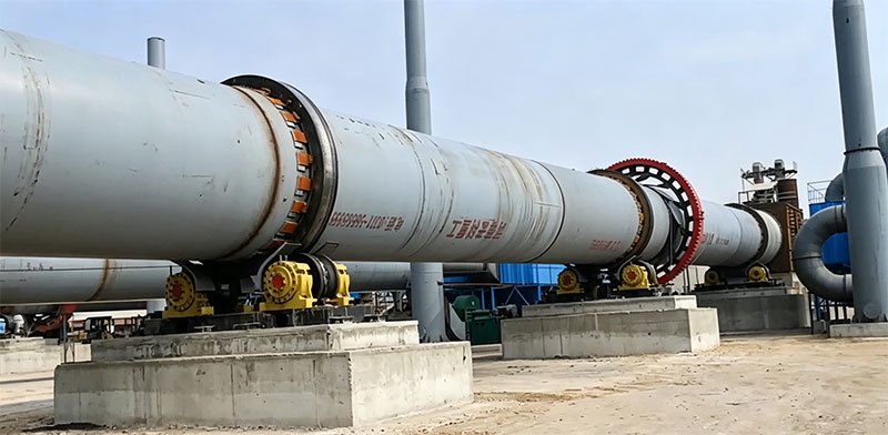 蒙古国日产50吨Ф3.0x60m石灰回转窑现场 蒙古国日产50吨Ф3.0x60m石灰回转窑现场